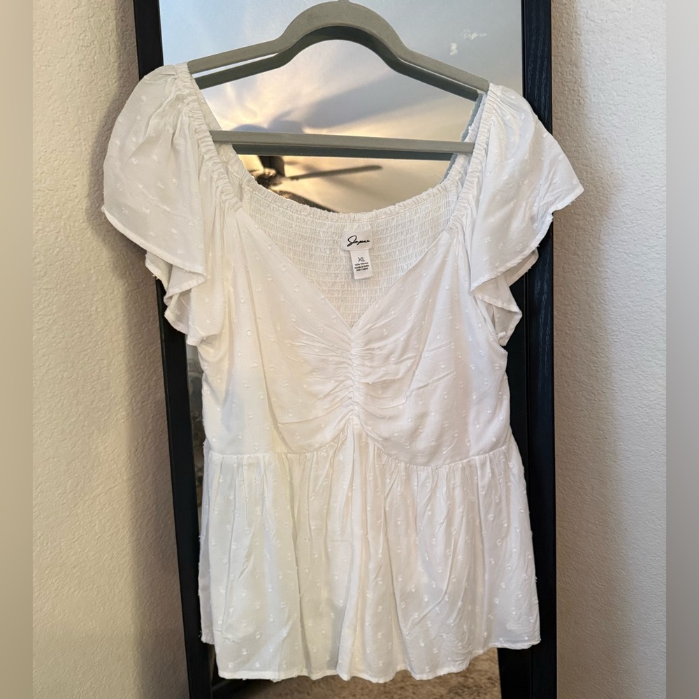 White Textured Japna Top